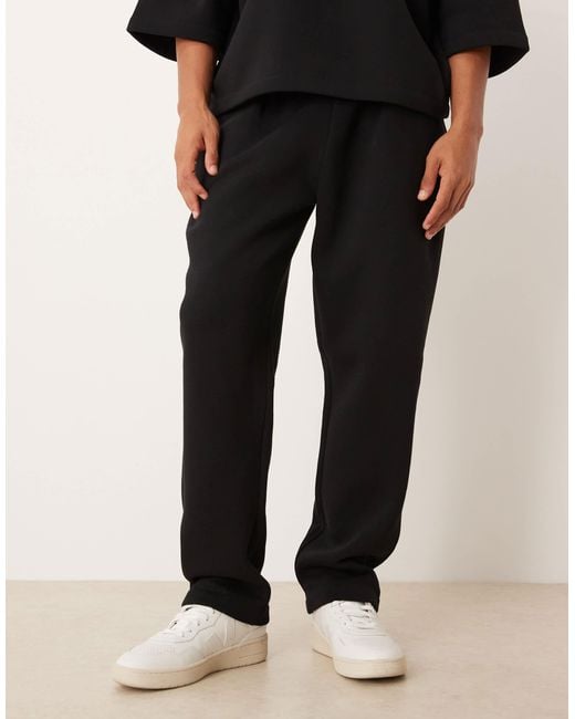 ASOS Black Straight Leg joggers With Pleat Details for men