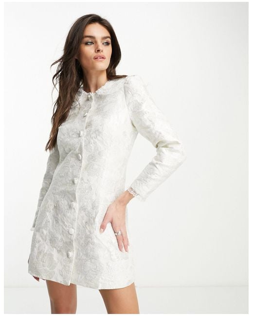 Sister Jane Dream Tailored Jacquard Mini Dress in White