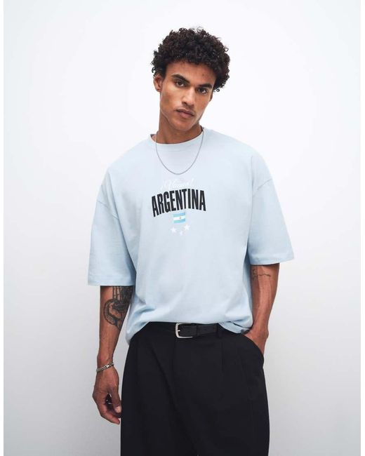 ASOS White Oversized T-Shirt With Argentina Football Graphic for men