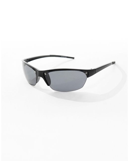 ASOS White Rimless Wrap Sunglasses for men