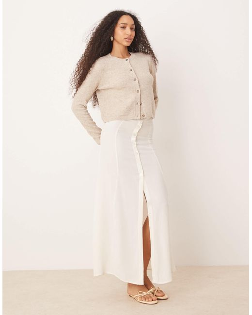 ASOS Natural Linen Blend Button Through Maxi Skirt