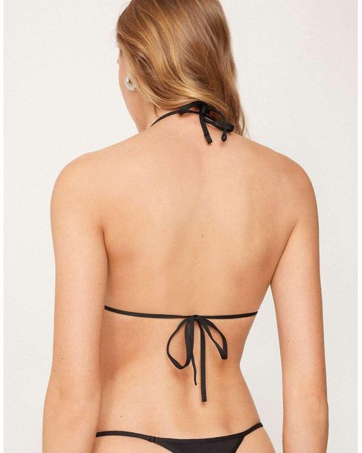 Tezenis Black Non-Padded Sliding Triangle Bikini Top