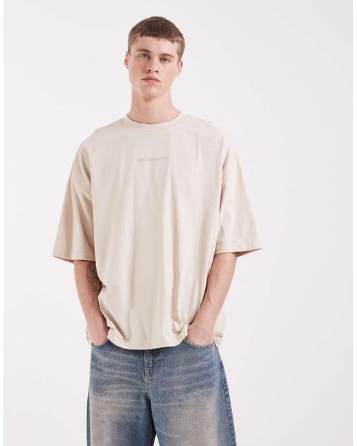 ASOS Natural Oversized T-Shirt With Text Graphic for men