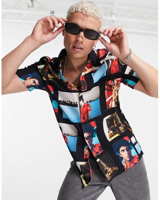 Topman Multicolor Scarface Photographic Print Shirt for men