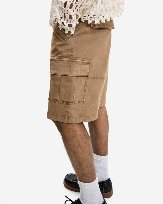 Bershka – bermuda-cargo-shorts in Natural für Herren