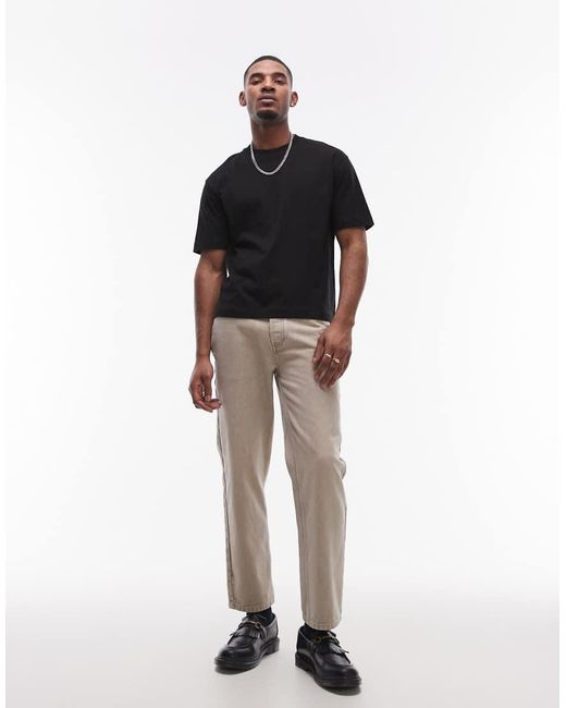Camiseta Negra De Corte Cuadrado De Topman de hombre de color Black