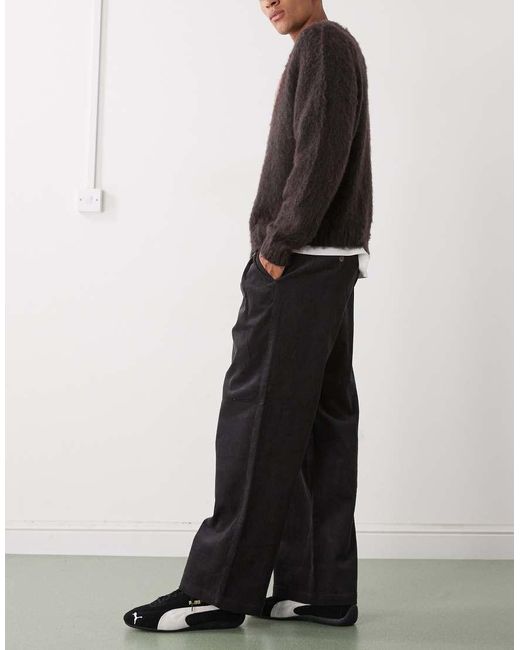 Prohibited Black Straight Leg Double Pleated baggy Trousers for men