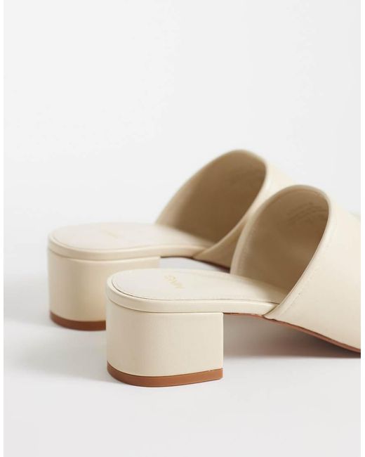 Mango White 100% Leather Low Block Heeled Sandal