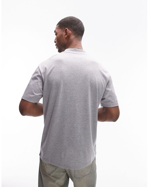 Camiseta gris jaspeado extragrande con estampado Topman de hombre de color Gray