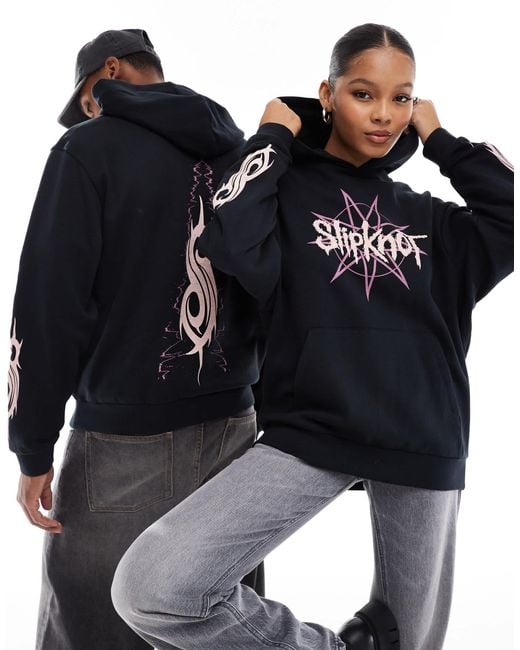 ASOS Black Oversized License Hoodie With Slipknot Prints