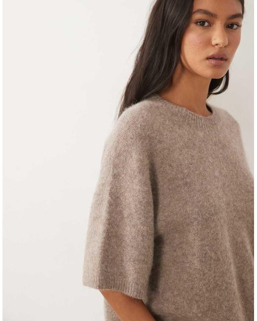 ARKET Natural Alpaca And Wool Blend Short Sleeve Jumper