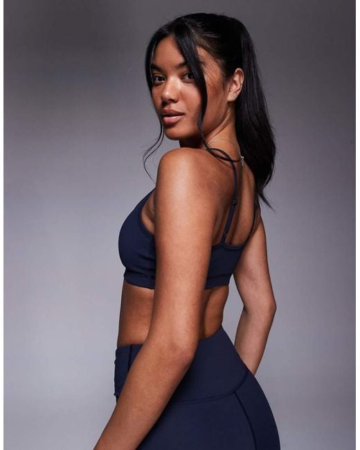 4505 Blue Icon Light Support Sports Bra With Adjustable Straps