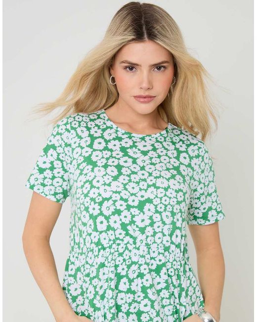 Threadbare Green Jersey Midi Smock Dress With Pockets