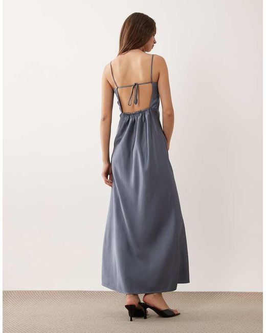 Abercrombie & Fitch Blue Strappy Square Neck Maxi Dress