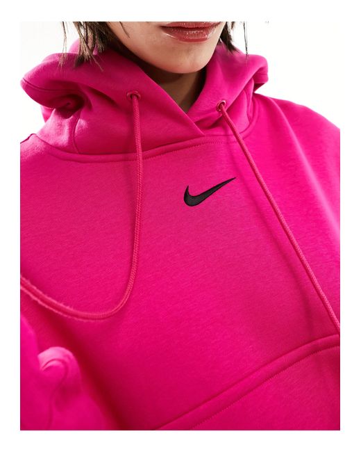 Nike Pink Mini Swoosh Extra Oversized Fleece Cropped Hoodie