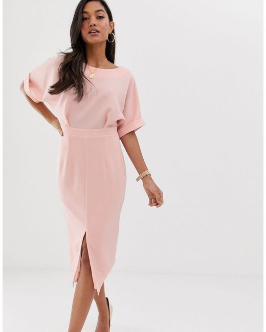 asos pink midi dress