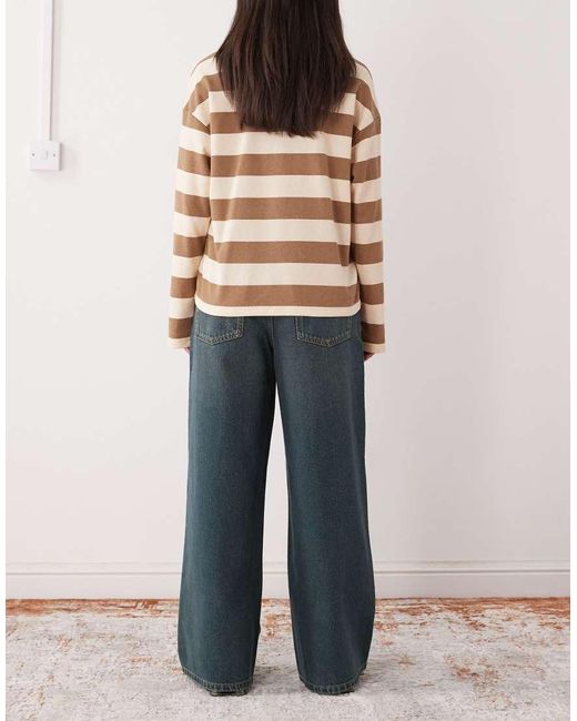 Collusion Blue X003 Wide Leg Mid Rise Jeans