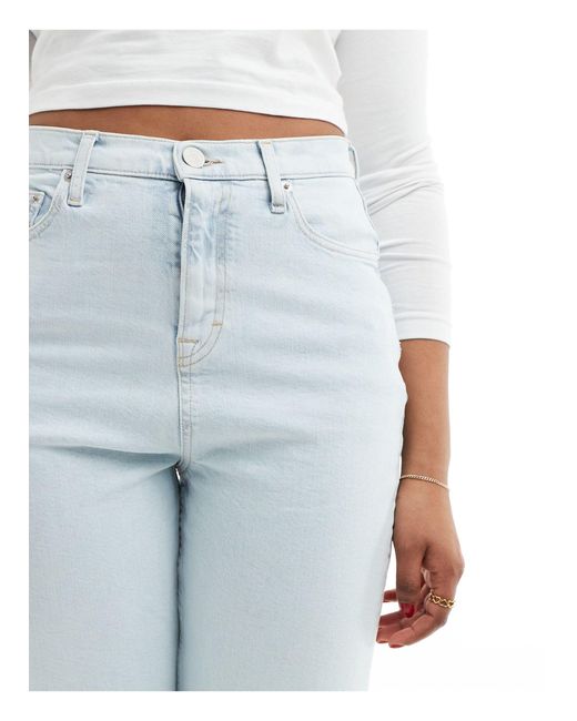 Tommy Hilfiger Blue – schmal geschnittene mom-jeans mit heller waschung und extrem hohem bund