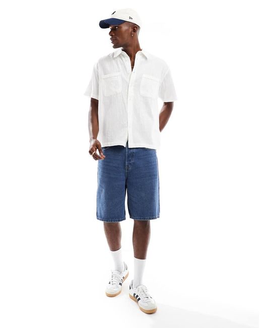 Only & Sons White Short Sleeve Resort Collar Shirt for men
