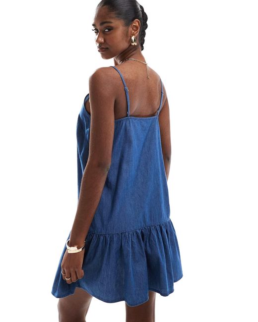 Robe courte en chambray à taille basse - moyen ONLY en coloris Blue