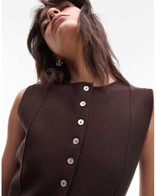 TOPSHOP White Longline Compact Knitted Waistcoat