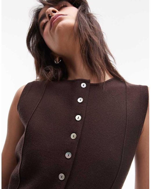 TOPSHOP Compact Gebreid Gilet Met Lange Pasvorm in het White