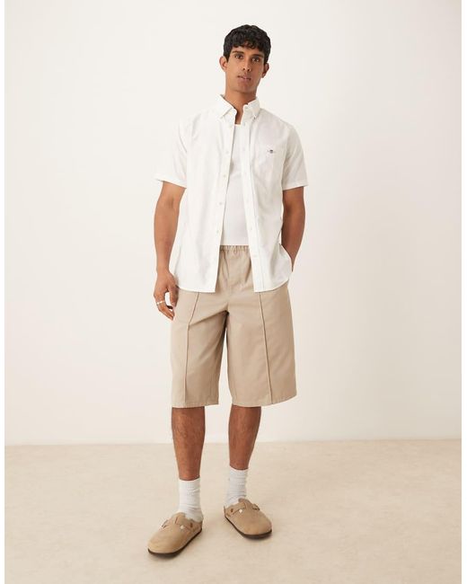 Gant Regular-Fit Klassiek Oxford Overhemd Met Korte Mouwen in het White voor heren