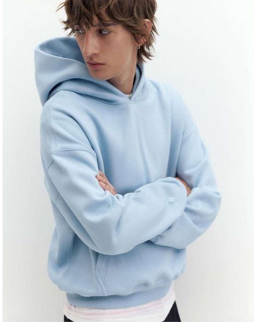 Pull&Bear Blue Boxy Fit Hoodie for men