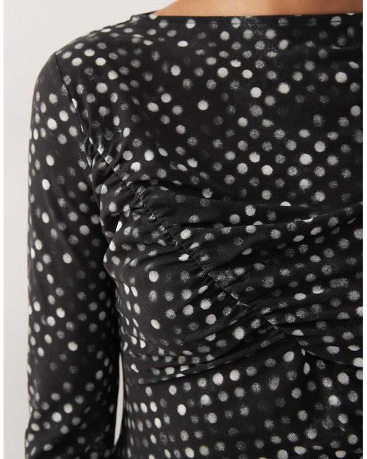 Weekday Doorschijnende Gerimpelde Top Van Mesh Met Stippen in het Black