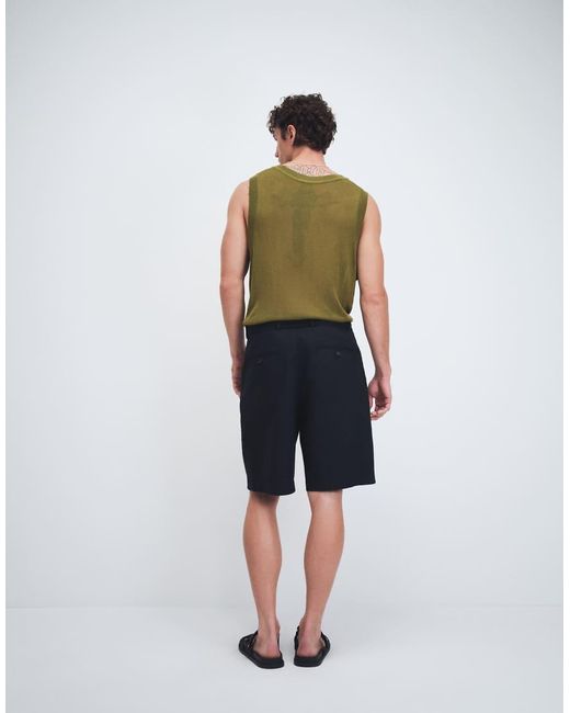 Tommy Hilfiger Blue Relaxed Linen Mix Pleated Shorts With Belt for men
