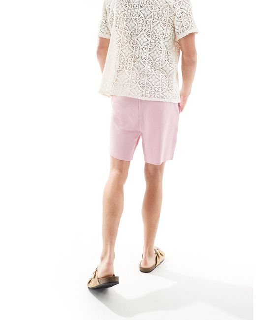 ASOS Pink Slim Waffle Shorts for men