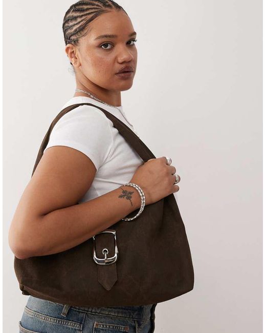 Weekday Brown Shoulder Bag With Buckle Detail