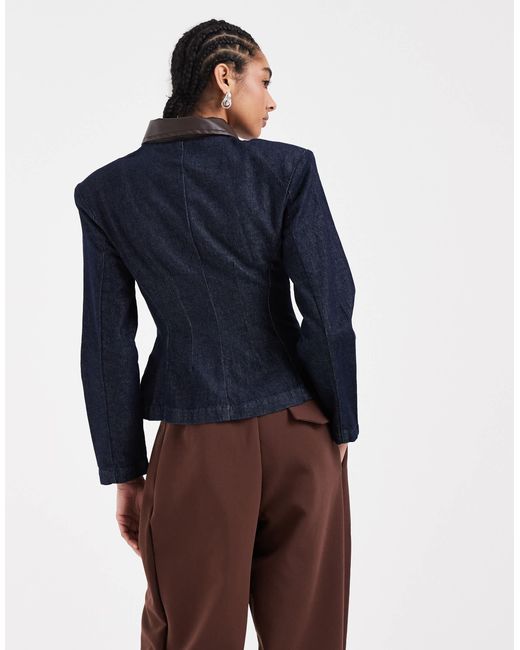 ASOS Blue Cinched Denim Zip Up Jacket
