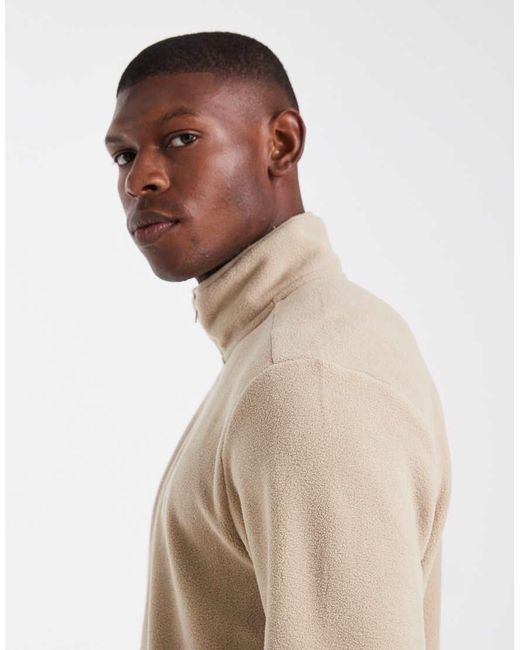 Threadbare Natural 1/4 Zip Fleece Jumper for men