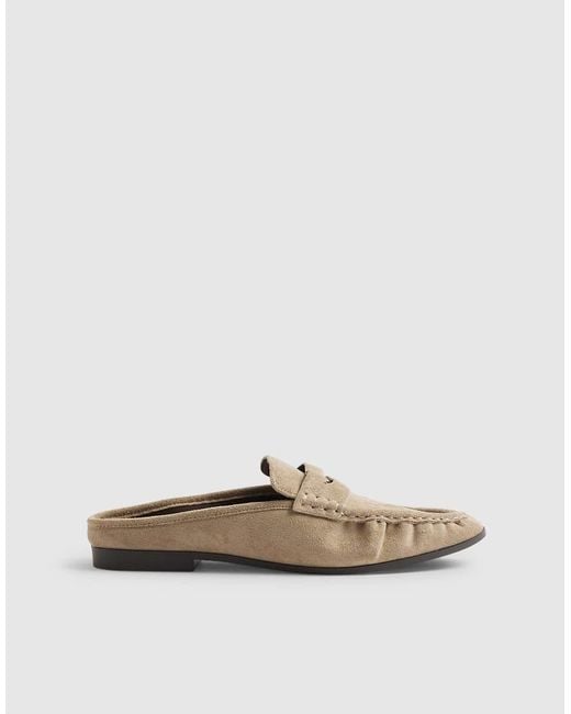 River Island White Faux Suede Backless Mule Loafers