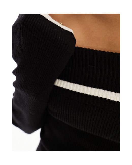 Nobody's Child Black Bardot Knitted Top With Tipping