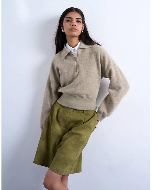 TOPSHOP Gray Lounge Zip Top