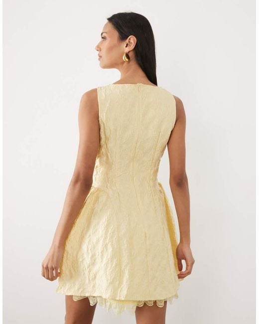 Sister Jane Natural Jacquard Boat Neck Volume Lace Underskirt Mini Dress