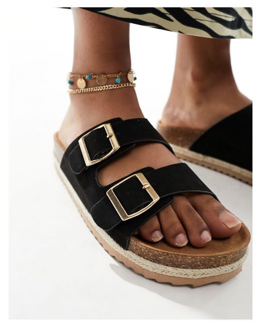 South Beach Black – espadrille-sandalen aus em stoff mit zwei schnallen