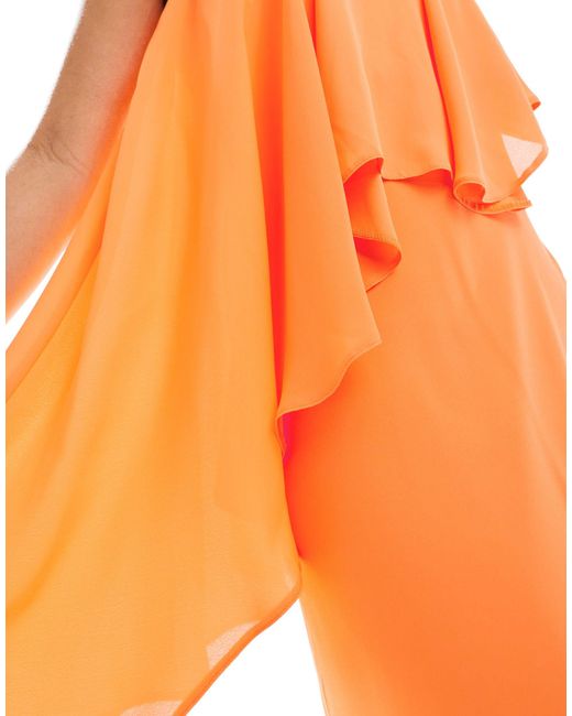 ASOS Orange Bandeau Double Layer Bias Maxi Dress