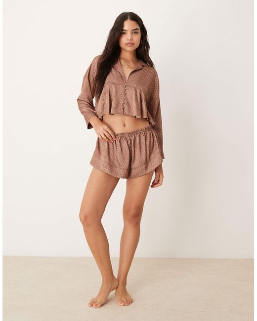 Free People Brown – pyjama aus satin