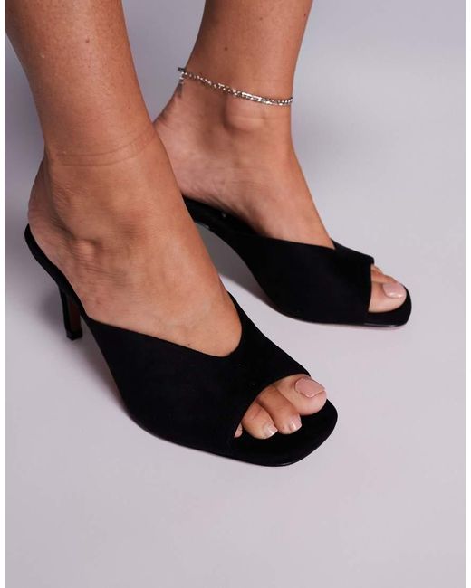 ASOS Natural Husky Mid Heel Mules