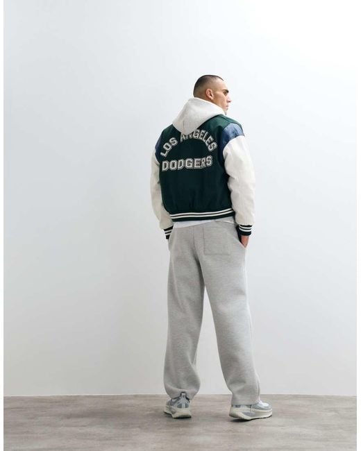 KTZ White La Dodgers Wool Mix Varsity Jacket for men
