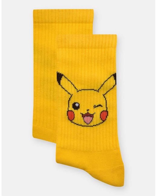 Pull&Bear Yellow Pokémon Pikachu Socks for men