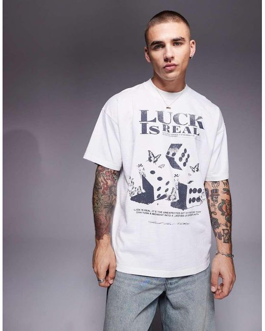 Good For Nothing Oversized T-Shirt Met 'Luck' Print in het Gray voor heren