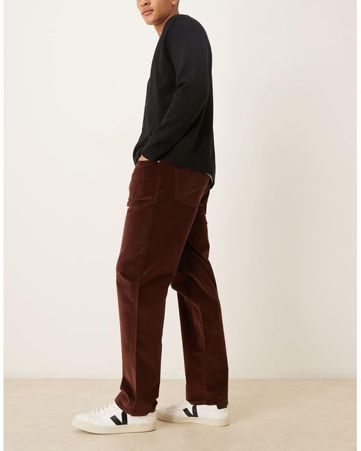 Pantalones Marrones De Corte Recto De Pana De ASOS de hombre de color Black