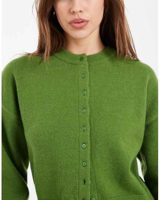 Daisy Street Green Fitted Waist Cardigan