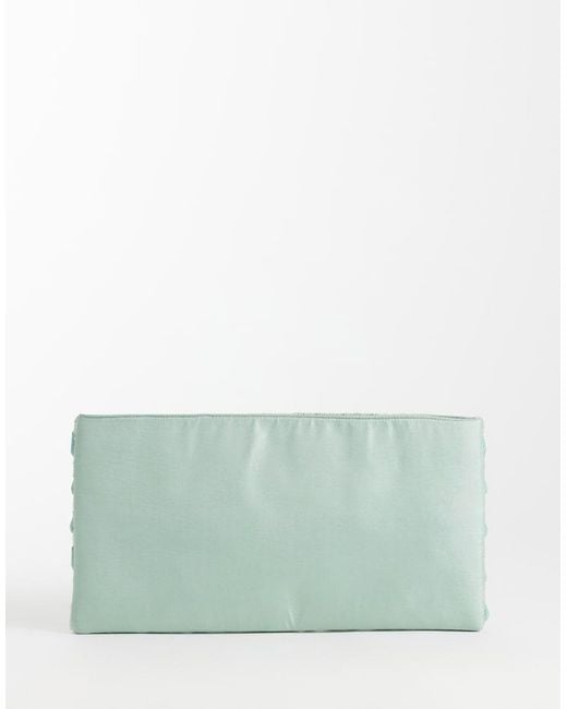 ASOS Green Embellished Droplet Zip Top Clutch Bag