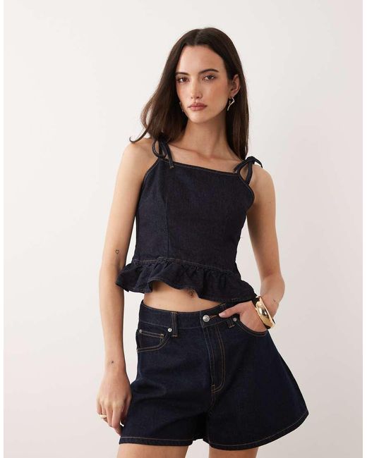 ASOS Black Denim Cami Top With Tie Detail