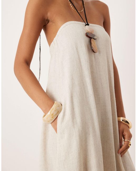 ASOS Natural – trägerloses maxikleid aus leinen